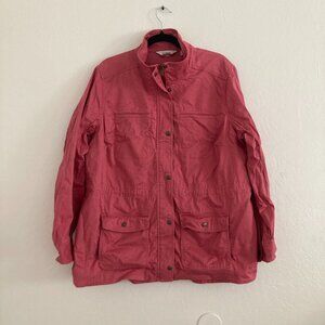 LL Bean Pink Full Zip Jacket 100% Cotton Preppy Classic Travel Lightweight 1X